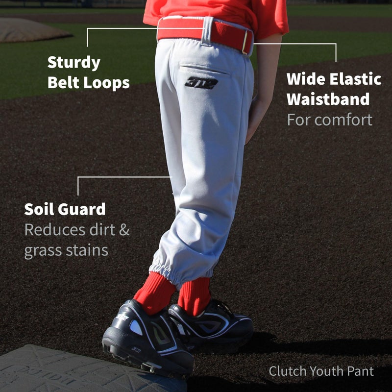 3N2 Clutch Boys Youth Baseball Pants - 100% Polyester Lightweight with Reinforced Knees, Elastic Hem & Waistband - (Black, YL) - Image 4
